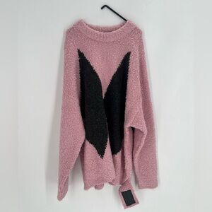 We11done Argyle Knit Oversized Sweater In Pink